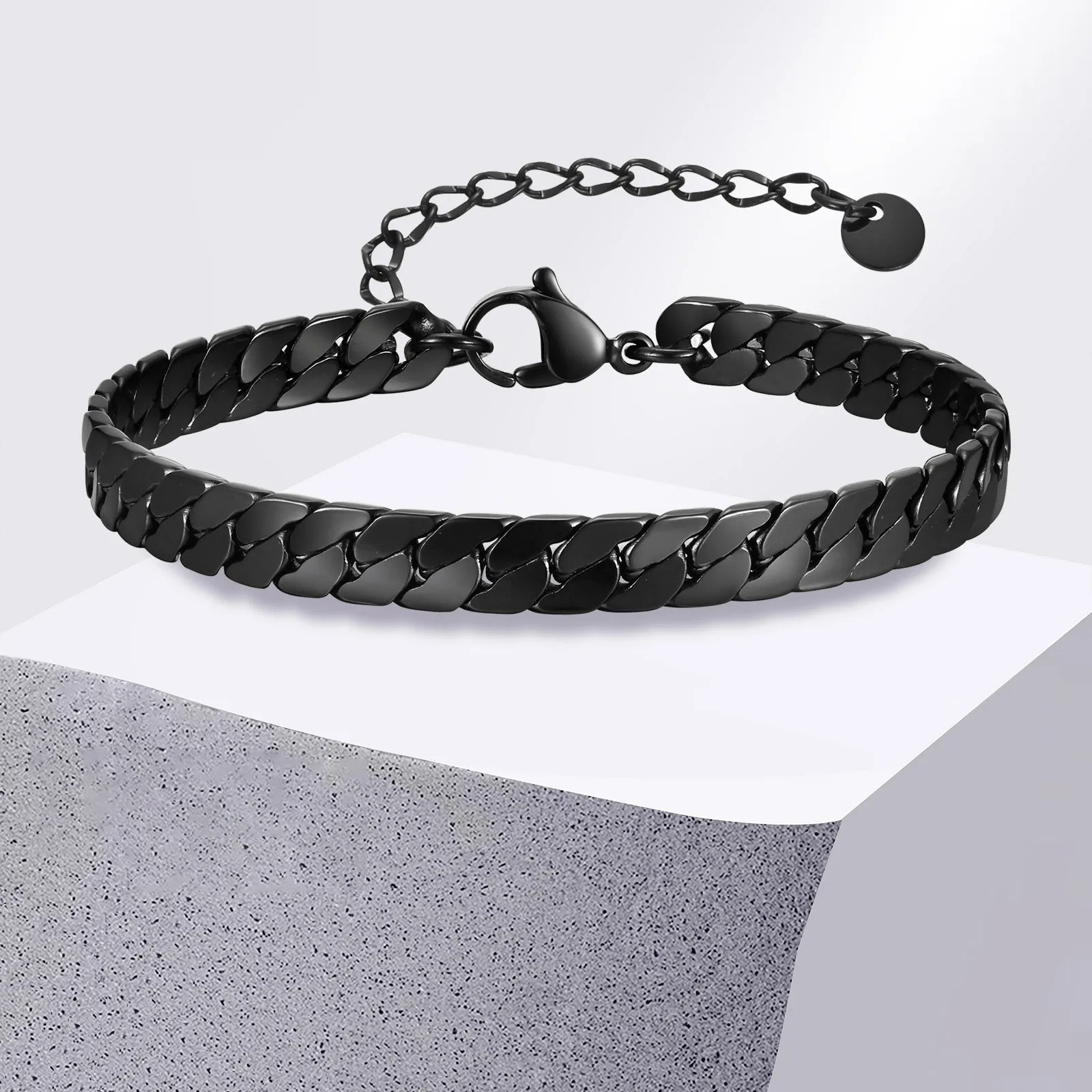 Men'S Gothic Formal Wear - Stainless Steel Gothic Black Cuban Chain