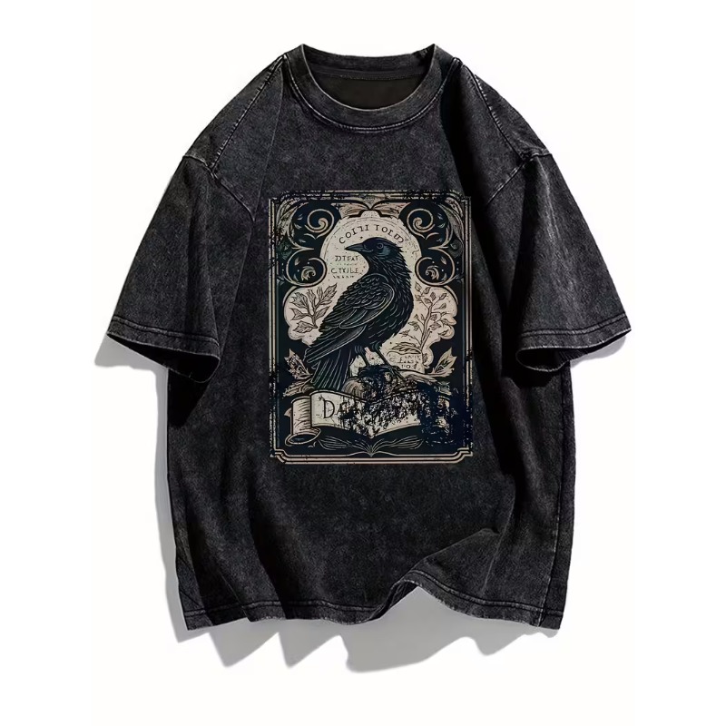 Men'S Gothic Formal Wear - Vintage Gothic Raven Print T-Shirt Unisex