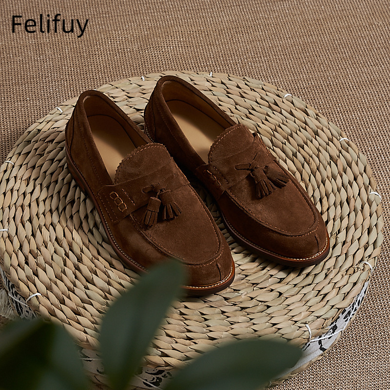 Men Formal Party Wear Dress - New Brown Men Flat Loafers Cow