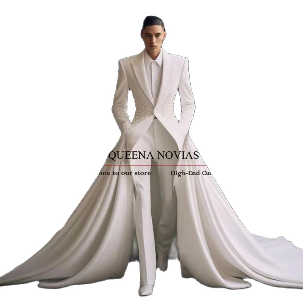 Men'S Formal Wear No Suit - Elegant Pearls Men Suits With Moved