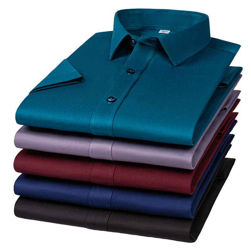 Men Formal Office Wear Shirts - Men's Non-Iron Wrinkle-Resistant Stretch Shirt Slim