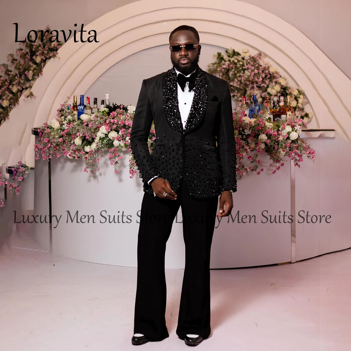 Men Formal Wear Wedding - Shiny Beaded Embroidery Suits For Men