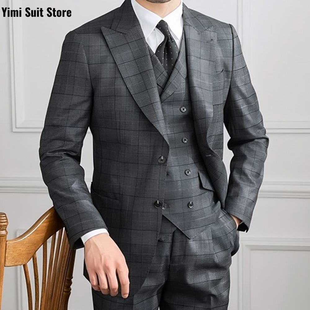 YiMinpwp Men's Suit 3Pcs Set P - огляд і ціна Men Formal Wear Modern