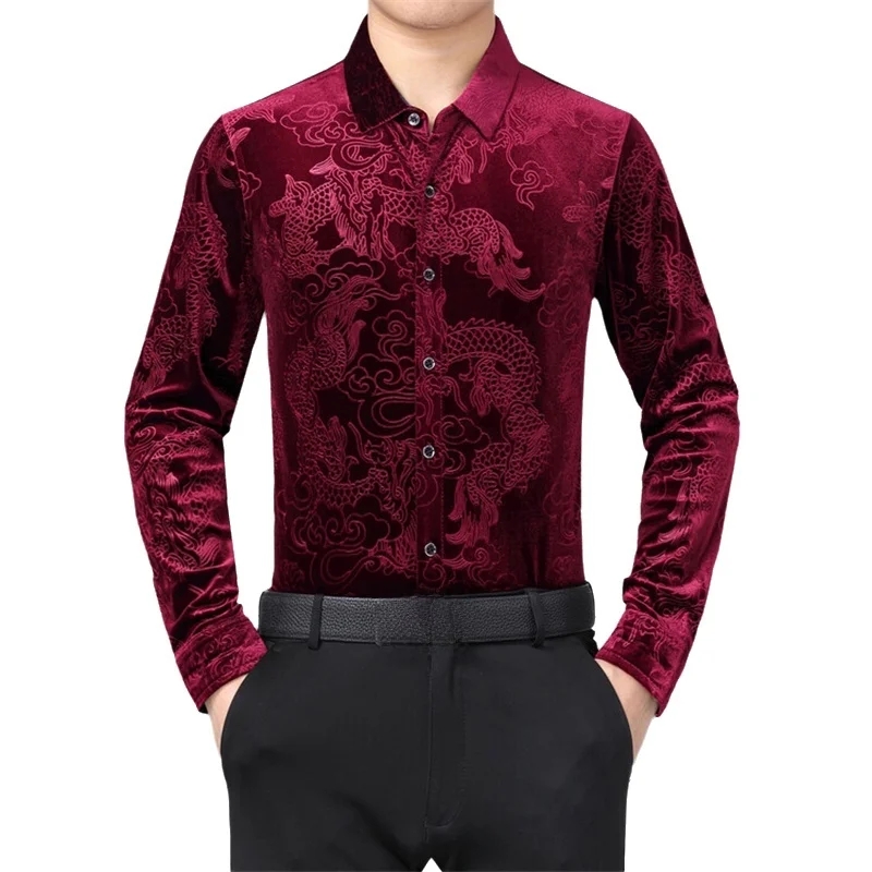Men's Long Sleeve Shirt Chines - огляд і ціна Men Formal Party Wear Dress