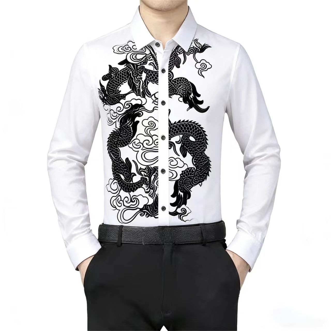 Men's Long Sleeve Shirt Chines - огляд і ціна Men Formal Party Wear Dress