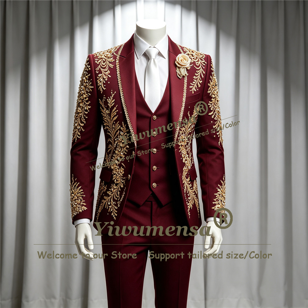 Luxury Crystals Beadwork Suit  - огляд і ціна Men Formal Wear Wedding