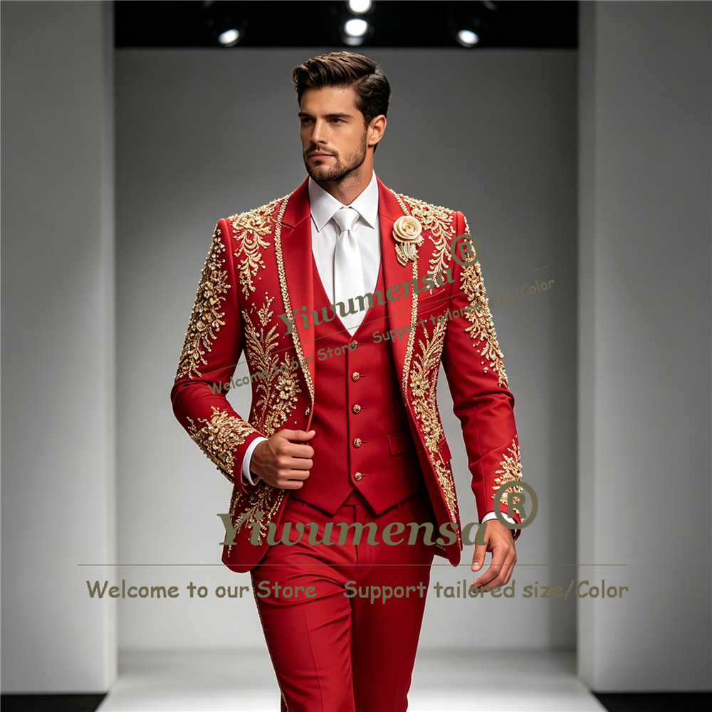 Luxury Crystals Beadwork Suit  - огляд і ціна Men Formal Wear Wedding