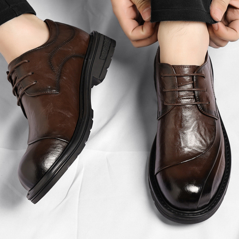 Brown Burnished Genuine Leathe - огляд і ціна Men Formal Wear For Wedding