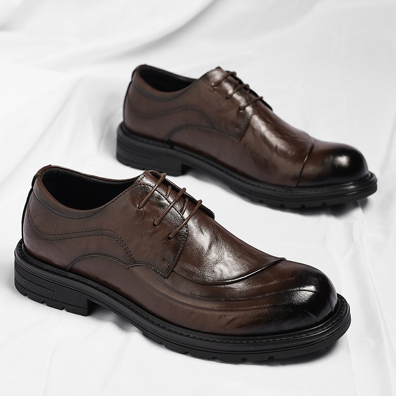 Brown Burnished Genuine Leathe - огляд і ціна Men Formal Wear For Wedding