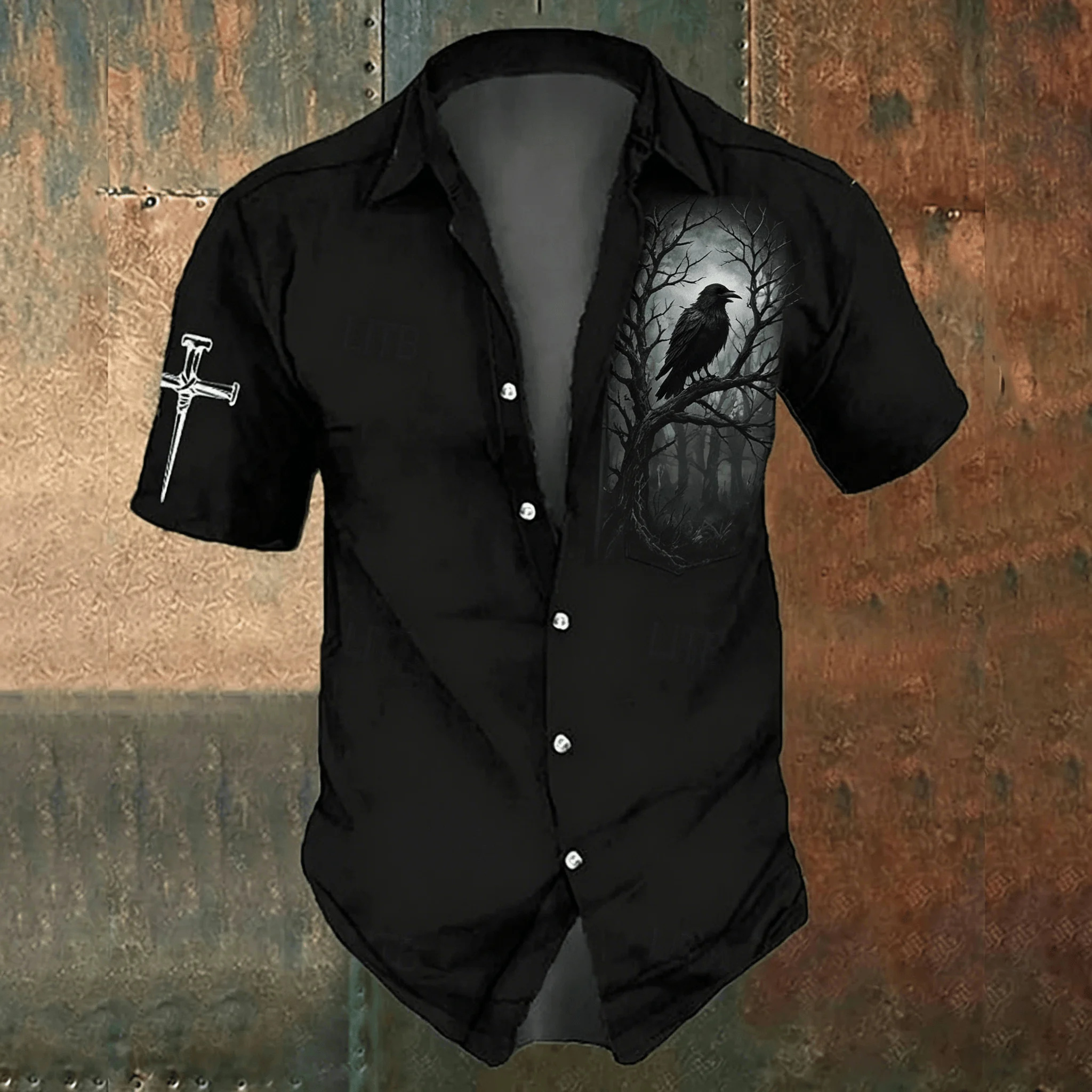 Men's black cross-print casual - огляд і ціна Men'S Gothic Formal Wear