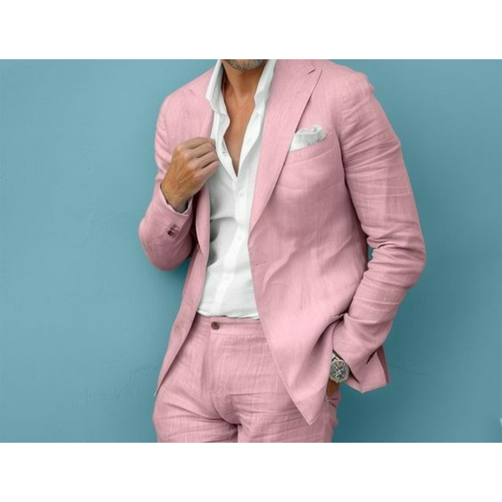 Linen Wedding Men Suits Slim F - огляд і ціна Men'S Formal Wear No Suit