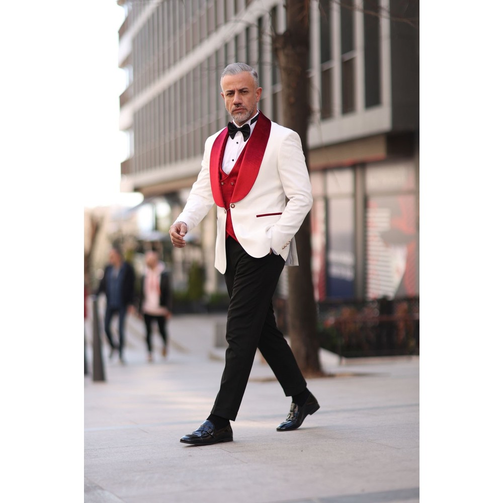 Red White Men Wedding Tuxedos  - огляд і ціна Men Formal Wear Modern