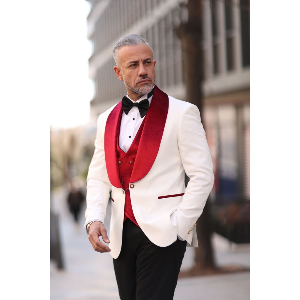 Red White Men Wedding Tuxedos  - огляд і ціна Men Formal Wear Modern
