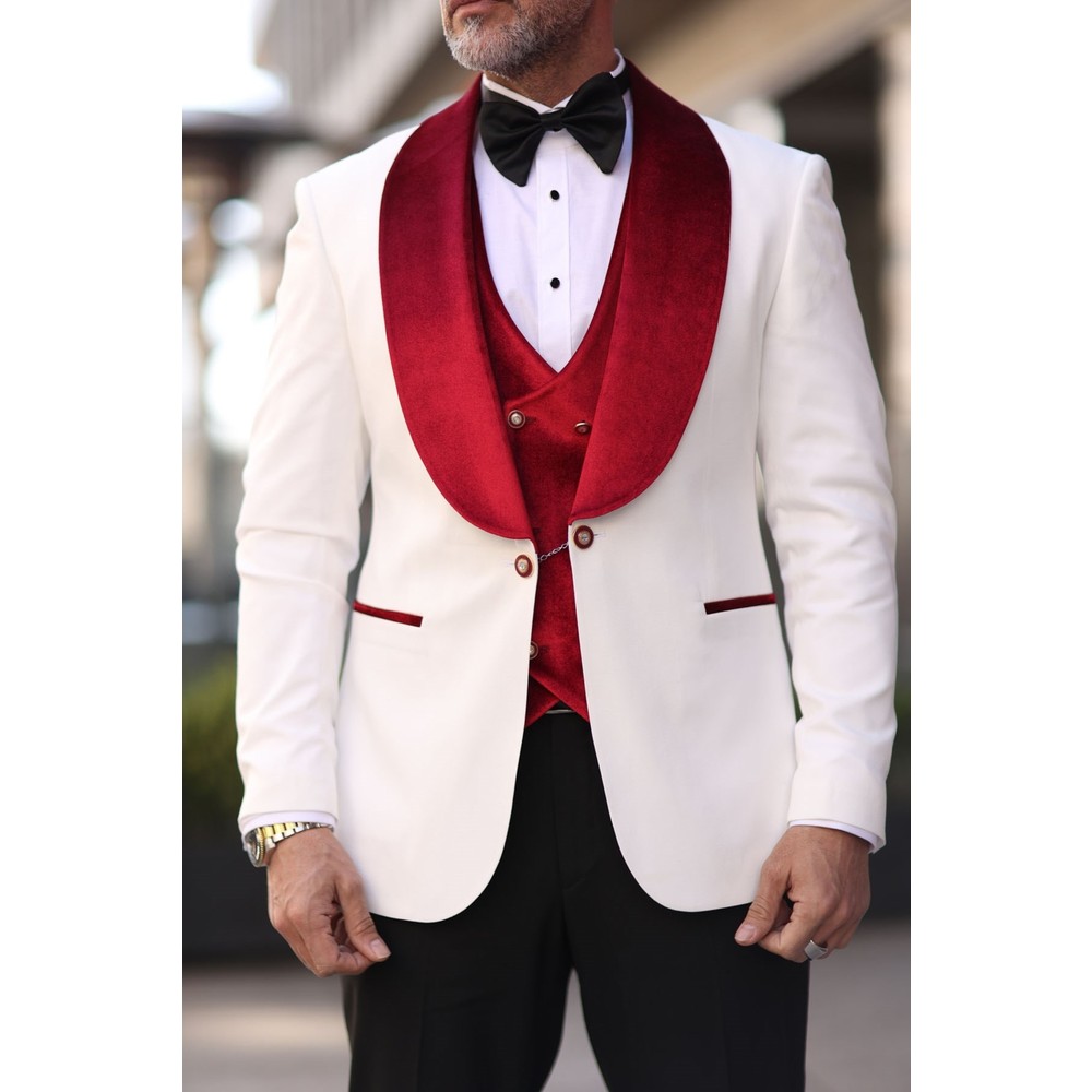 Red White Men Wedding Tuxedos  - огляд і ціна Men Formal Wear Modern